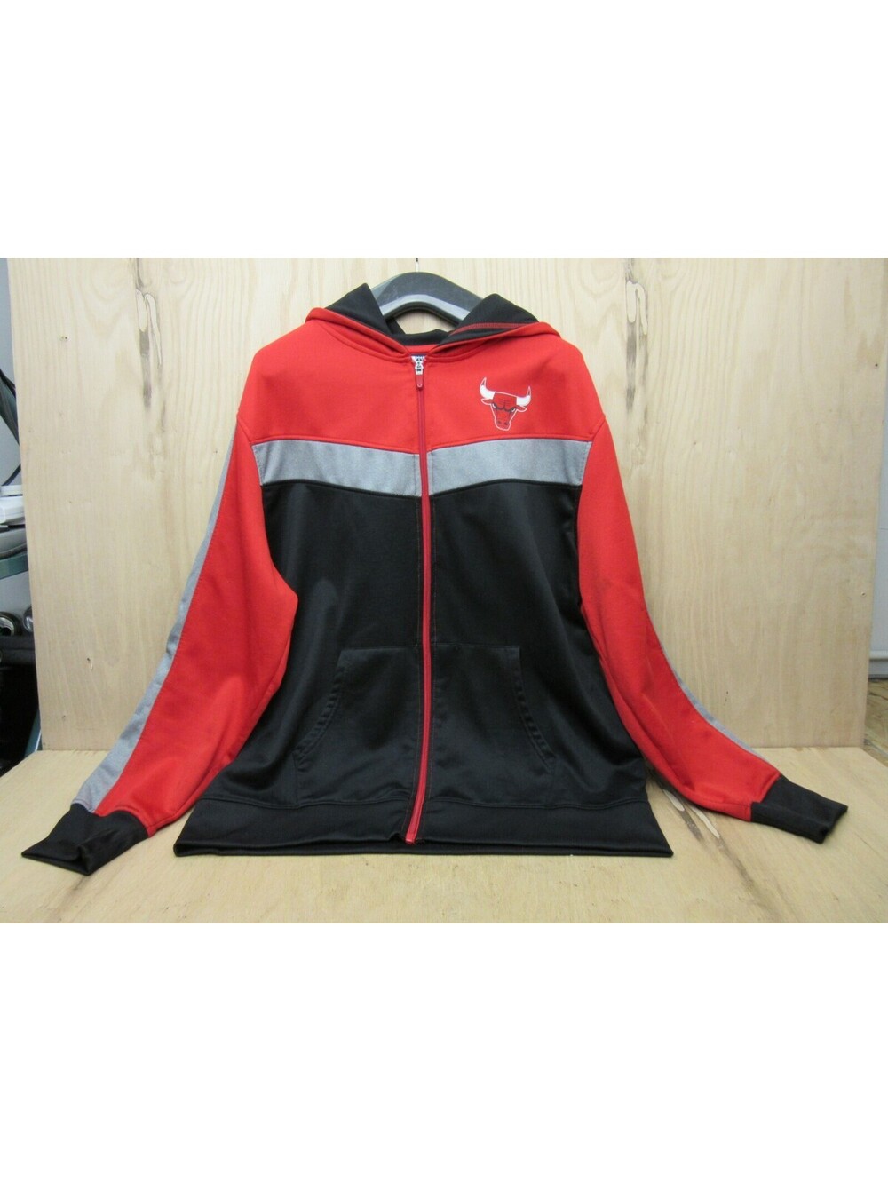 Chicago Bulls NBA U Full Zip Long Sleeve Hooded Sweater Mens XLarge XL
